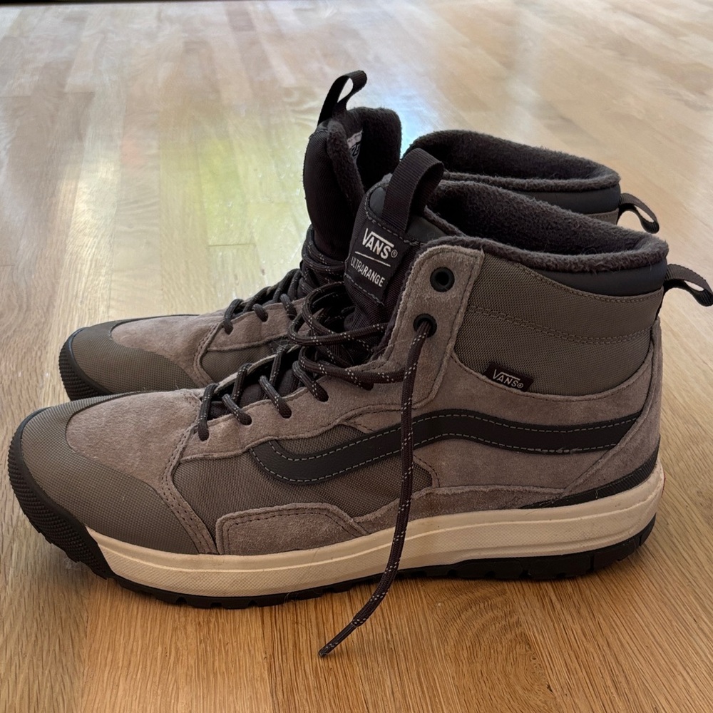 Vans Men's Charcoal and Black High-Top Sneakers